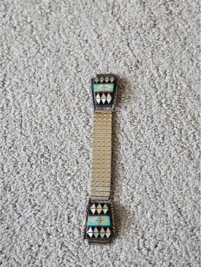 Gold Plated Native American Inlaid Turquoise watch bracelet
